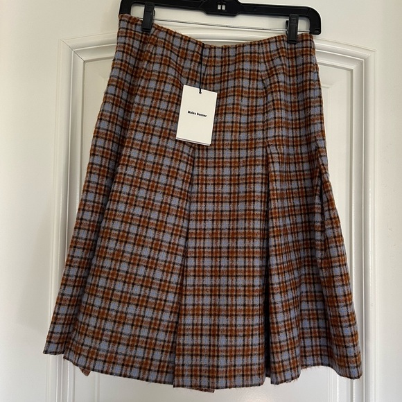 WALES BONNER
Sitar Plaid Mirror-Embellished Pleated Skirt - Picture 6 of 10